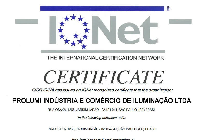 Prolumi Luminárias Certificação